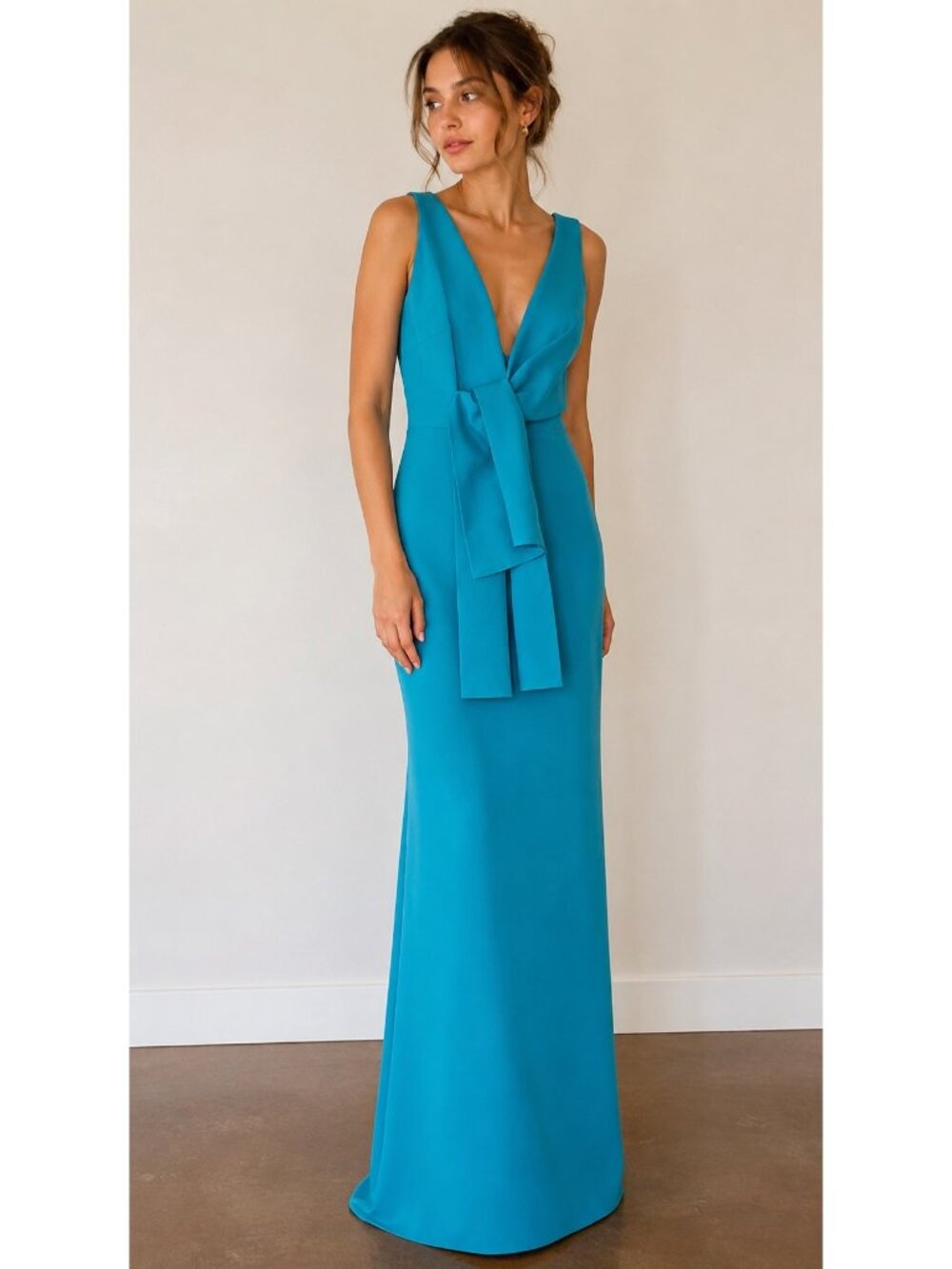 NWT Chiara Boni Sleeveless Gown Deep Sky Blue Italian Designer Dress Sz 4